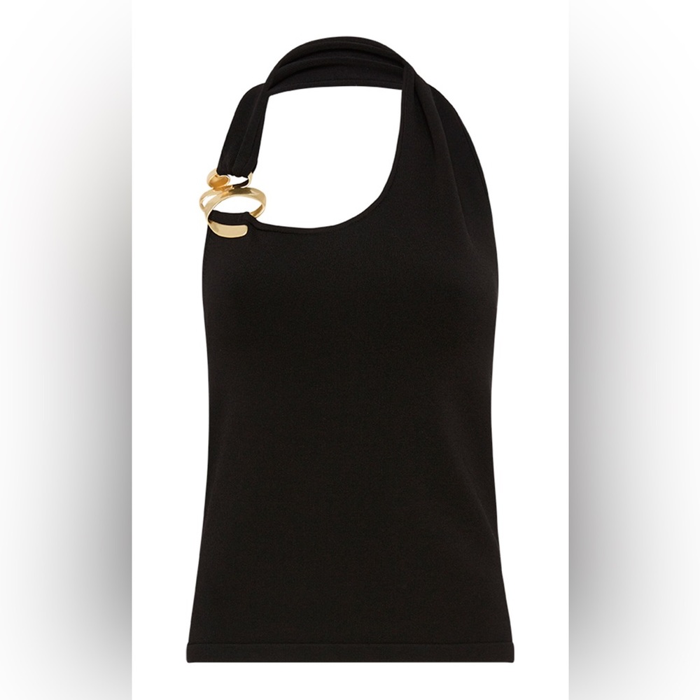 Aje Enigma Hardware-Detailed Knit Halter Top Black NWT - Picture 4 of 7